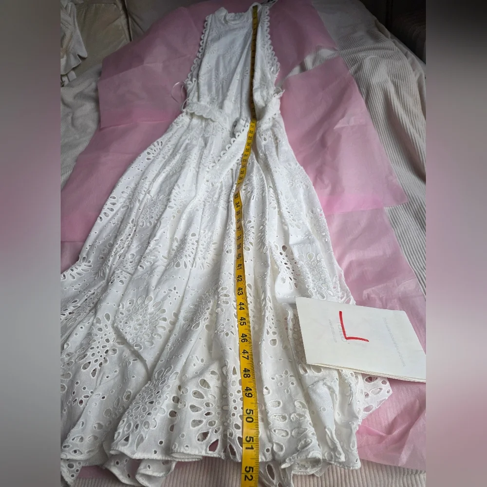 ZARA Openwork Embroidered Midi Dress ZW COLLECTION oyster white Nwt - Picture 12 of 16